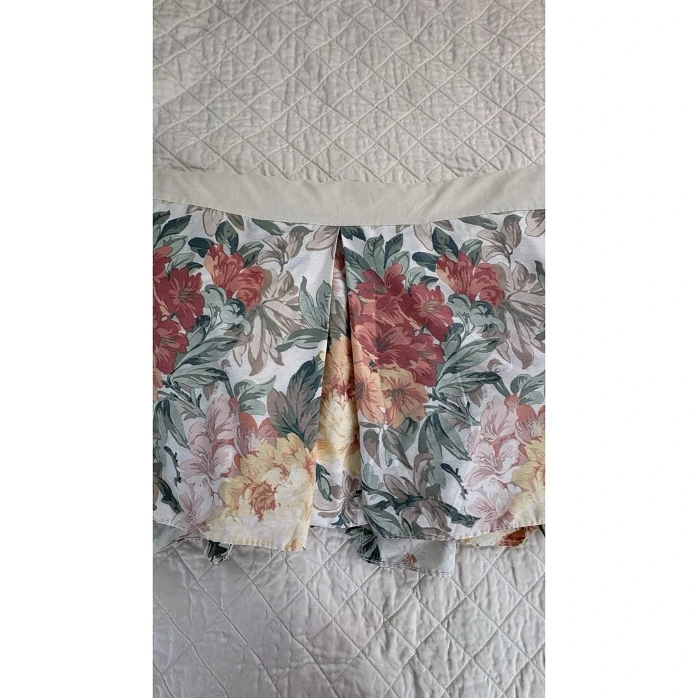 Croscill Biltmore Box Pleat Bedskirt Dust Ruffle Floral Green Rose Full 14